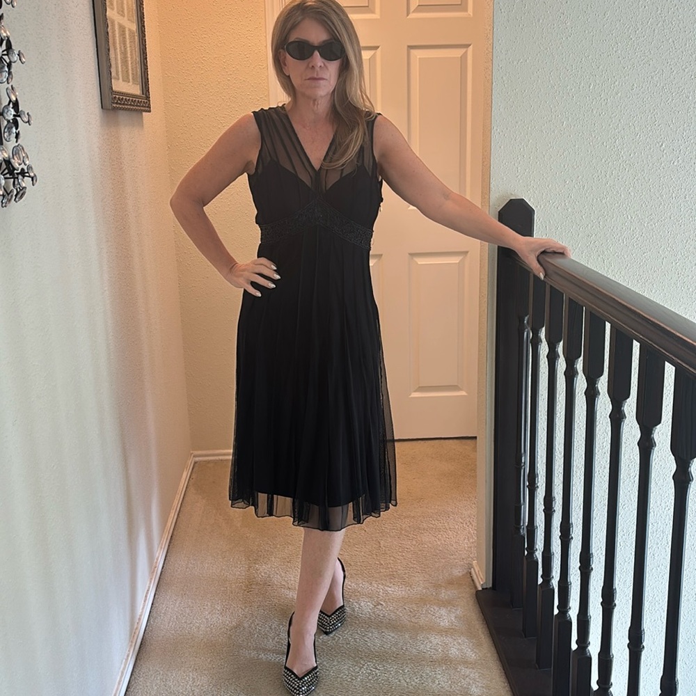 ECI sz 8 Black Mesh Dress
